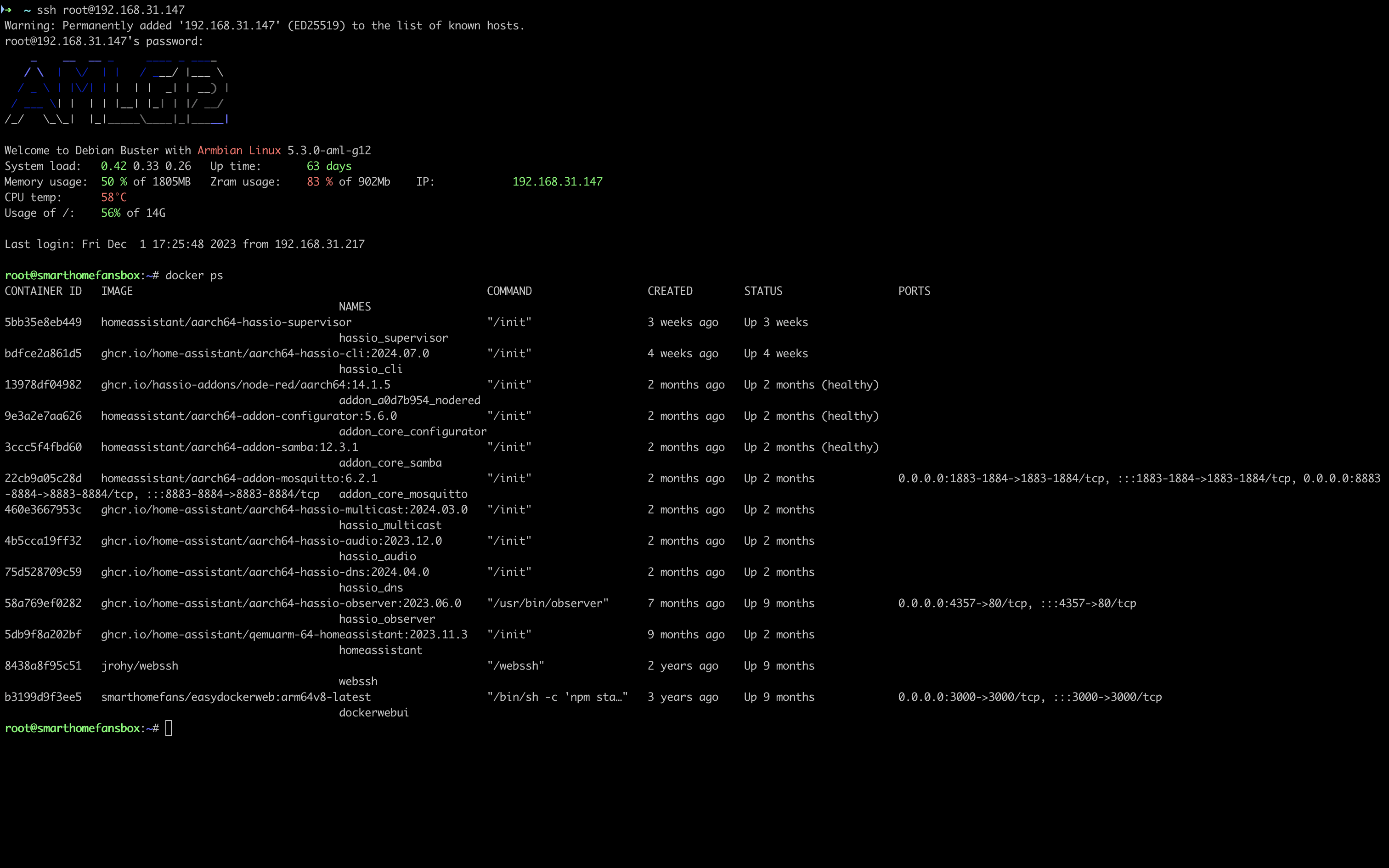 Home Assistant Docker services